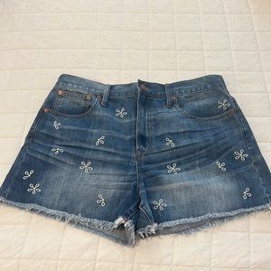 Madewell Denim Shorts with White Embroidery